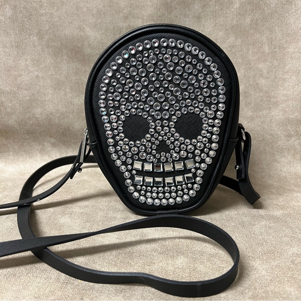 Bath & Body Works Skull Mirror Sparkling Black Crossbody Purse
